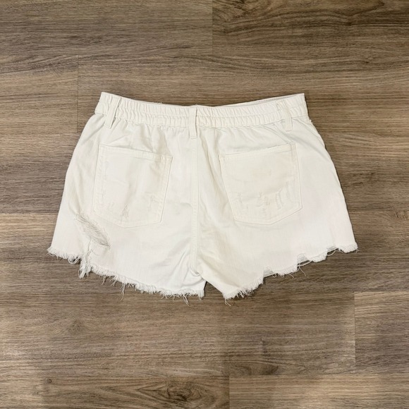 Aerie Daydreamer Pull On Shorts Womens Medium White Distressed Denim High Rise - Picture 5 of 6